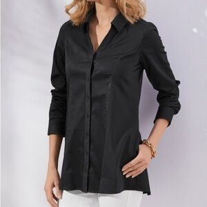 Soft Surroundings NEW Classic Perfect Seams Button Down Shirt Top Petite Small